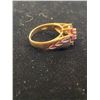 Image 2 : 9K LADIES CLUSTER RING SET WITH RUBIES