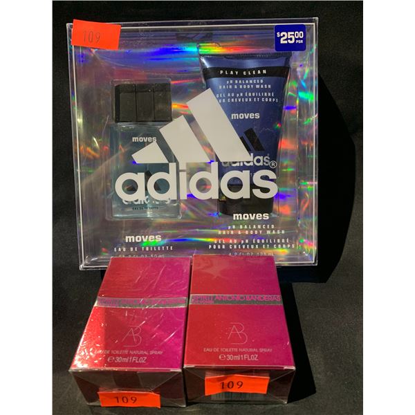 *NEW* 2 SPIRIT FOR WOMEN ANTONIO BANDERAS 30ML & *NEW* ADIDAS MOVES GIFT BOX; EAU DE TOILETTE 50ML &