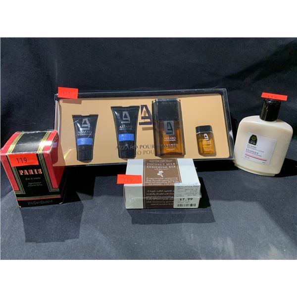 *NEW* AZZARO POUR HOMME 4PC GIFT BOX, SCOTTISH FINE SOAPS COCONUT MILK ENRICHING BAR WITH SHEA