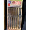 Image 2 : *NEW* 2 SABATIER SAGUIOLE "THE BEE" METAL HANDLE STEAK KNIFE SETS