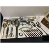 Image 2 : BASKET OF ASSORTED FLATWARE INCLUDING; CAKE SERVER, SPOONS & MORE