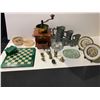 Image 2 : ASSORTED ITEMS INCLUDING; MALACHITE CHESS BOARD, PEWTER CUPS, ANTIQUE COFFEE GRINDER & MORE