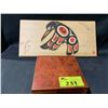 Image 1 : WOOD CIGAR BOX & UNFINISHED FIRST NATIONS WOOD PLAQUE