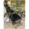 Image 2 : GLASS TOP DINING TABLE WITH 4 CHAIRS APPROX 48" DIAMETER