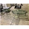 Image 1 : MATCHING GLASS TOP COFFEE TABLE AND SIDE TABLE APPROX 30" DIAMETER AND  54 X 28.5"