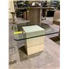 Image 3 : MATCHING STONE AND GLASS TOP COFFEE TABLE AND SIDE TABLE APPROX 24 X 24" AND 37.5 X 37.5"