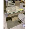 Image 2 : 2 MATCHING STONE GLASS TOP SIDE TABLES APPROX 19 X 19"