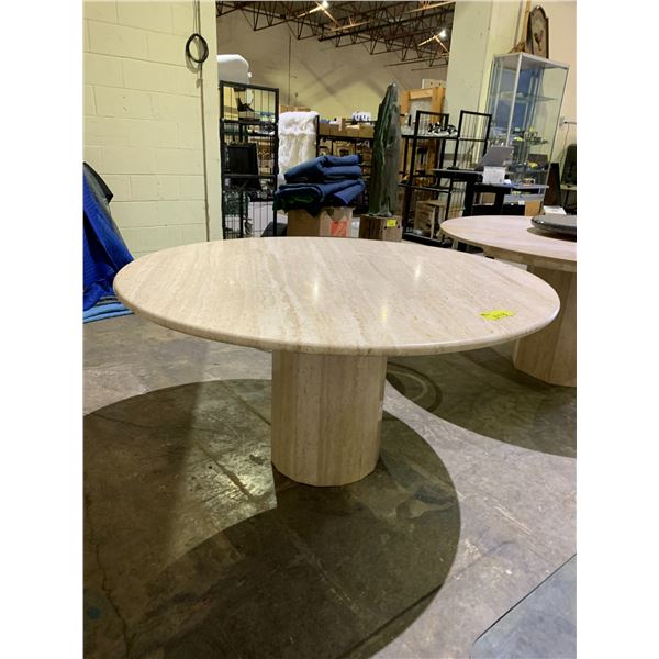 ROUND STONE TOP DINING TABLE APPROX 55  DIAMETER