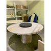 Image 1 : ROUND STONE TOP DINING TABLE APPROX 58" DIAMETER WITH LAZY SUSAN