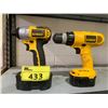 Image 1 : DEWALT 1/4" CORDLESS DRIVER WITH 18V BATTERY & DEWALT 3/8" CORDLESS DRILL/DRIVER WITH 14.4V BATTERY