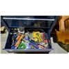 Image 2 : MASTERCRAFT MOBILE TOOLBOX WITH ASSORTED CONTENTS INCLUDING; METAL SNIPS, DRYWALL SANDPAPER,