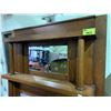 Image 2 : ANTIQUE WOOD FIREPLACE MANTLE WITH BEVELED MIRROR 61X11X78"