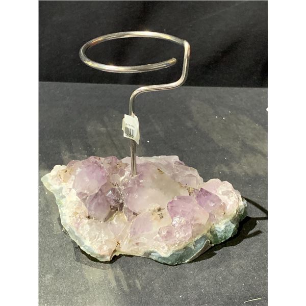 NEW AMETHYST CANDLE HOLDER RETAIL $489.51 APPROX 5X3"