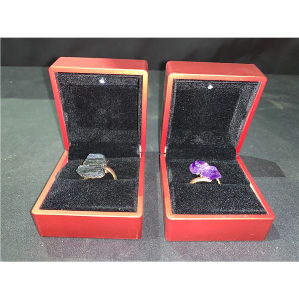 NEW BLACK TOURMALINE AND AMETHYST RINGS