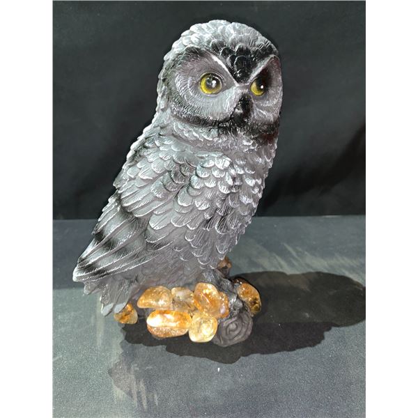 NEW CITRINE (HEATED AMETHYST) OWL DECOR RETAIL $489.51