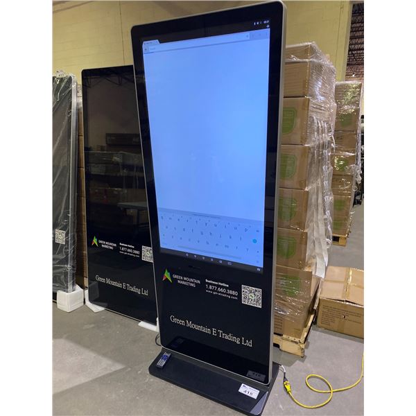 49" FLOOR STANDING ADVERTISING DISPLAY RUN BY ANDROID SOFTWARE MODEL #TYL-HGM490LA(N)04 WITH STAND