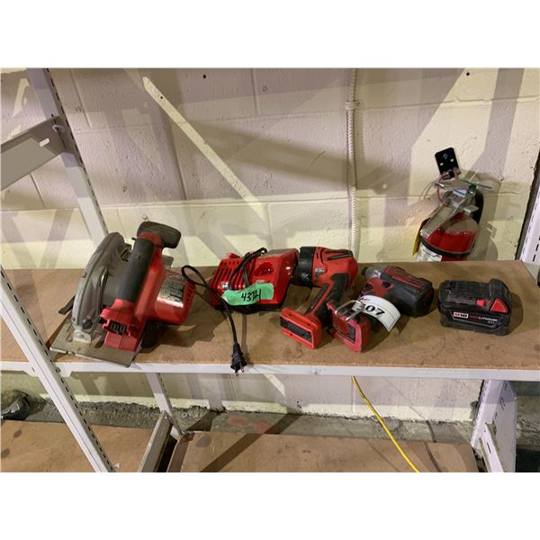 MILWAUKEE CIRCULAR SAW, DRILL, BATTERY AND CHARGER