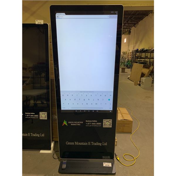 49" FLOOR STANDING ADVERTISING DISPLAY RUN BY ANDROID SOFTWARE MODEL #TYL-HGM490LA(N)04 WITH STAND