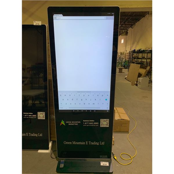 49" FLOOR STANDING ADVERTISING DISPLAY RUN BY ANDROID SOFTWARE MODEL #TYL-HGM490LA(N)04 WITH STAND