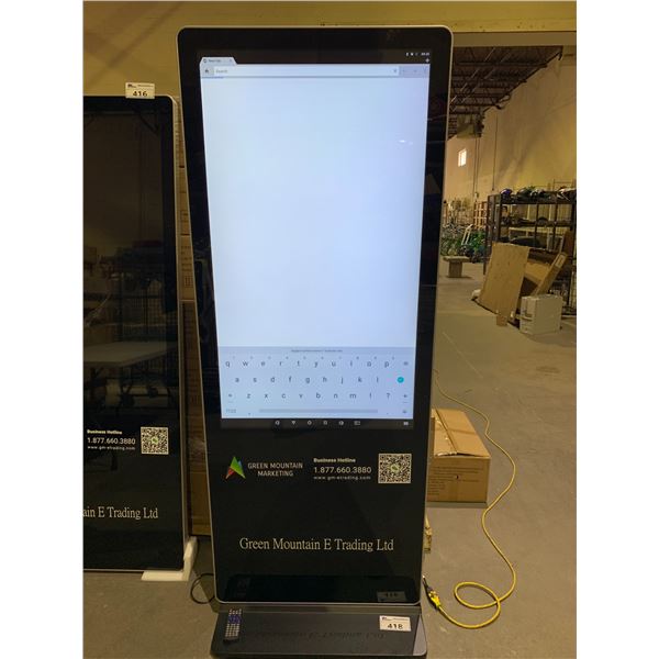 49" FLOOR STANDING ADVERTISING DISPLAY RUN BY ANDROID SOFTWARE MODEL #TYL-HGM490LA(N)04 WITH STAND