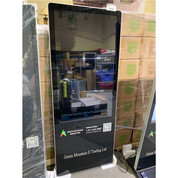 49  FLOOR STANDING ADVERTISING DISPLAY RUN BY ANDROID SOFTWARE MODEL #TYL-HGM490LA(N)04 WITH STAND