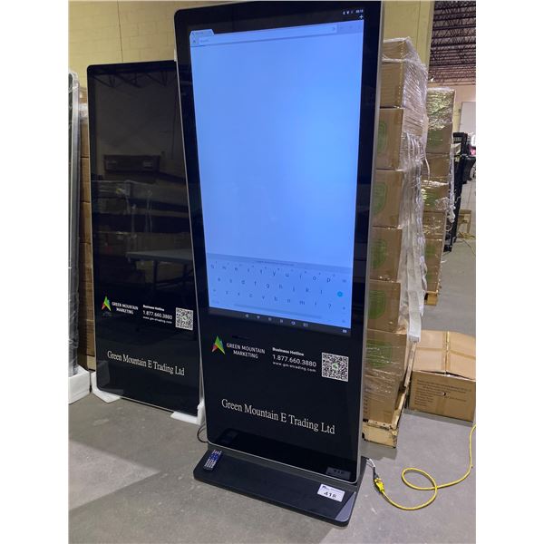 49" FLOOR STANDING ADVERTISING DISPLAY RUN BY ANDROID SOFTWARE MODEL #TYL-HGM490LA(N)04 WITH STAND