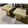 Image 1 : 2 MARBLE GLASS TOP SIDE TABLES 19-1/2X19-1/2X18"