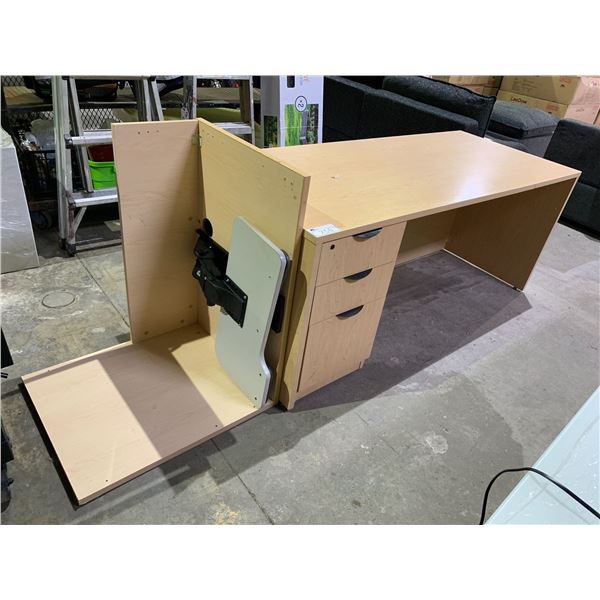 2-PC OFFICE DESK WITH KEYBOARD TRAY & 3 DRAWER CABINET 72X67X29-1/2 