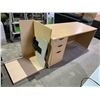 Image 1 : 2-PC OFFICE DESK WITH KEYBOARD TRAY & 3 DRAWER CABINET 72X67X29-1/2"