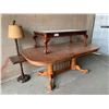 Image 1 : WOOD CLAW FOOT DINING TABLE (60X42X31") WITH LEAF (18"), WOOD CLAW FOOT IN-LAID GLASS TOP COFFEE