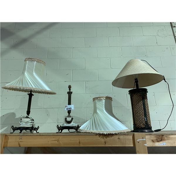 3 ASSORTED TABLE LAMPS WITH SHADES