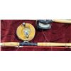 Image 6 : THREE SALMON RODS AND TWO REELS. ALVEY SALMON REEL AND STEELITE ROD AND REEL, AS WELL AS SHAKESPEARE