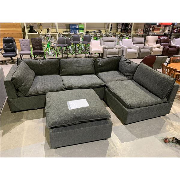 *NEW IN BOXES* LEEDOW 6-PC FABRIC SECTIONAL SOFA SET WITH OTTOMAN