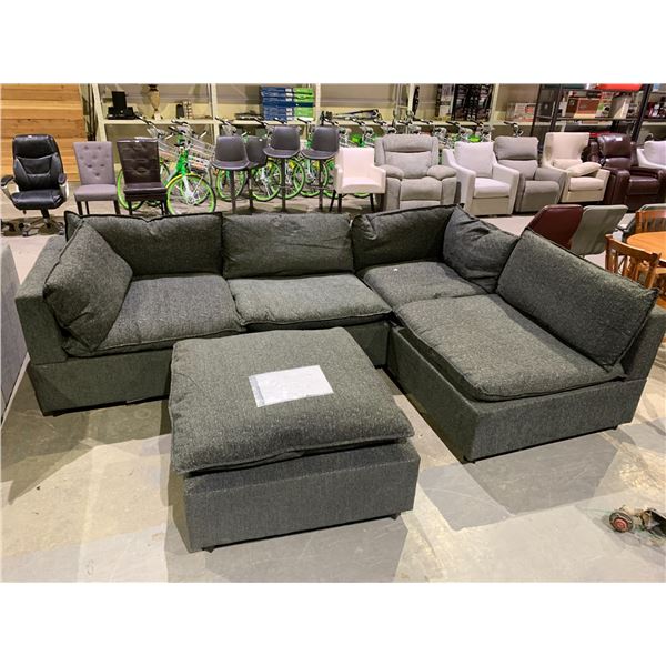 *NEW IN BOXES* LEEDOW 6-PC FABRIC SECTIONAL SOFA SET WITH OTTOMAN