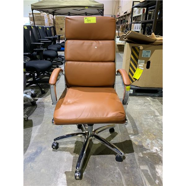 BROWN LEATHER OFFICE CHAIR