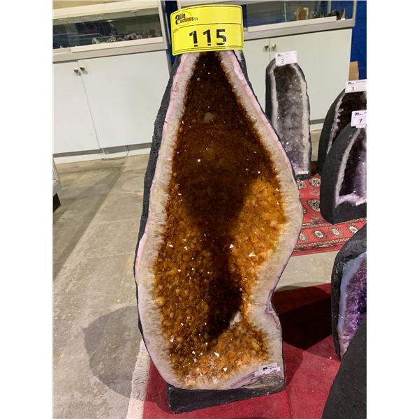 NEW CITRINE CATHEDRAL GEODE BRAZIL 33.32KG RETAIL $24,989.51 APPROX 28X10X7"