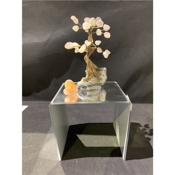 NEW ROSE QUARTZ BONSAI TREE DISPLAY RETAIL $898.51 APPROX 9X4-1/2X4 