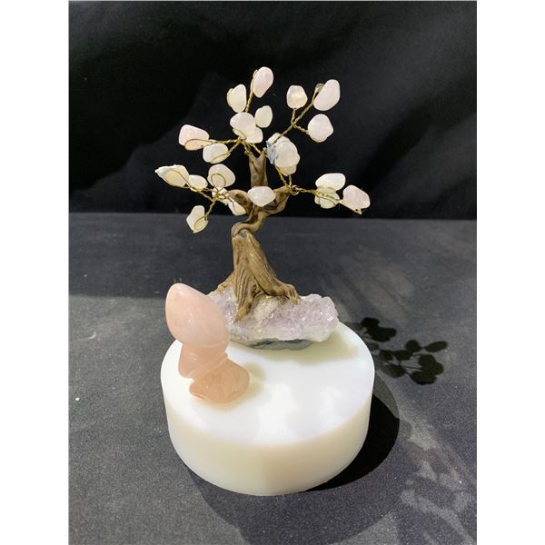 NEW ROSE QUARTZ BONSAI TREE DISPLAY RETAIL $898.51 APPROX 5-1/2X3-1/2"