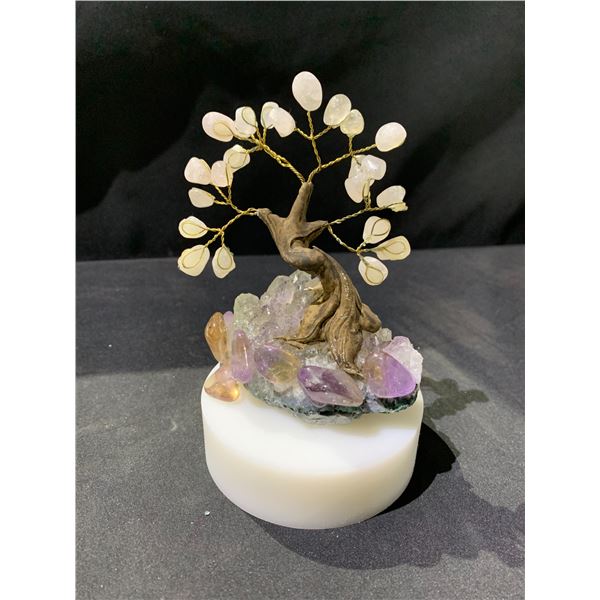 NEW ROSE QUARTZ BONSAI TREE DISPLAY RETAIL $898.51 APPROX 6X3-1/2"