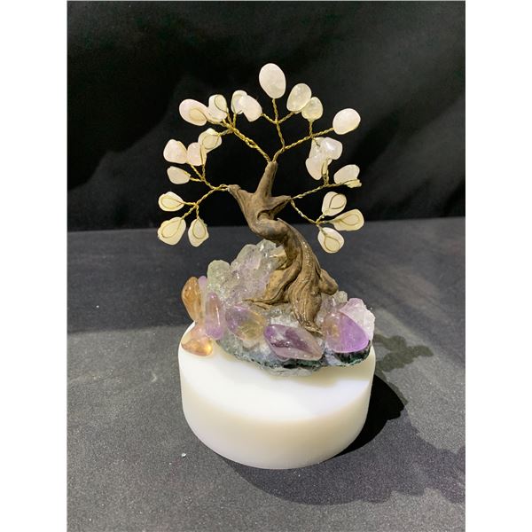 NEW ROSE QUARTZ BONSAI TREE DISPLAY RETAIL $898.51 APPROX 6X3-1/2"