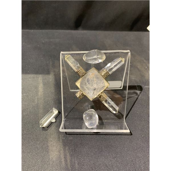 NEW CLEAR QUARTZ ORGONITE PROTECTION GRID DISPLAY RETAIL $849.51 APPROX 3X3"