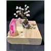 Image 2 : NEW AGATE/ROSE QUARTZ BONSAI TREE DISPLAY BRAZIL RETAIL $1,198.51 APPROX 6X5-1/2X6-1/2"