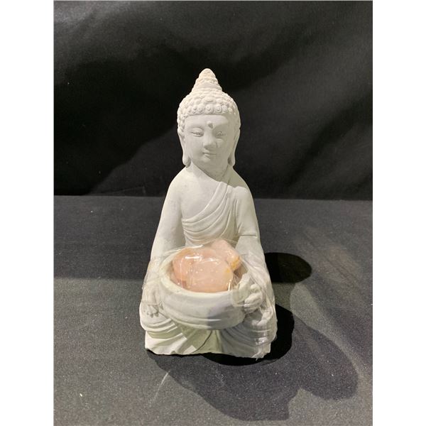 NEW ROSE QUARTZ BUDDHA STATUE RETAIL $498.51 APPROX 6" TALL