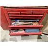 Image 2 : MOBILE SNAP-ON TOOLBOX WITH ASSORTED CONTENTS INCLUDING; WIRE STRIPPERS, RIVET TOOLS, MASTERCRAFT