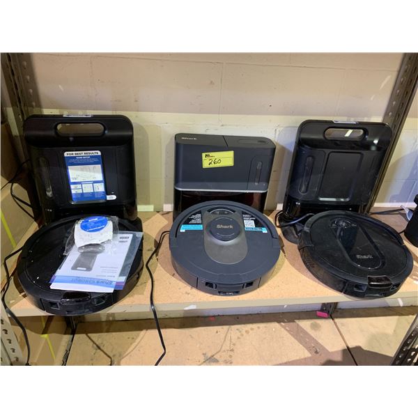 SHELF LOT OF ASSORTED SHARK ROBOT VACUUM *UNKNOWN RUNNING CONDITION