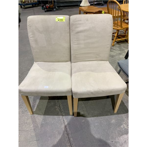 TWO FABRIC DINING ROOM CHAIRS