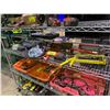 Image 1 : SHELF LOT OF ASSORTED GLUE GUN, GOGGLES  AND CAULKING GUN