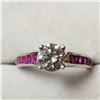 Image 1 : 14K WHITE GOLD DIAMOND (1.05CT) RUBY (0.45CT) RING (SIZE 6.5) (WEIGHT 4.28G)