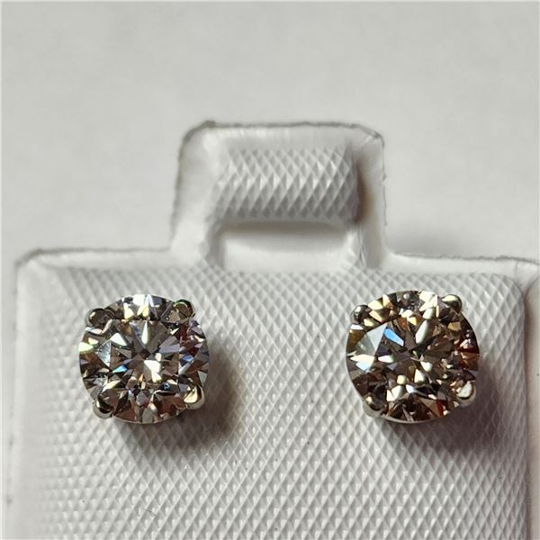 14K WHITE GOLD LAB GROWN DIAMOND (1.5CT) EARRINGS (WEIGHT 0.93G)