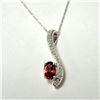 Image 1 : 10K WHITE GOLD GARNET 18"(0.5CT) DIAMOND(0.2CT)  NECKLACE (WEIGHT 1.6G)